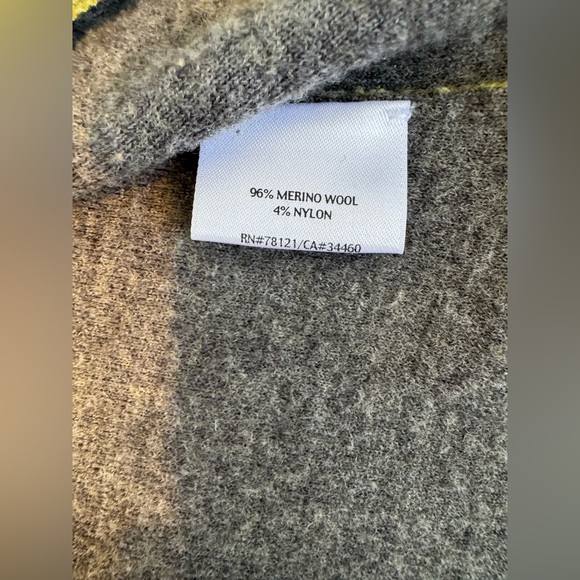 Eileen Fisher Merino Wool Mustard Yellow Blazer Fringe Hidden Snaps Sz M - Picture 7 of 12